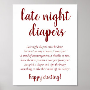 Simple Late Night Diapers   Classic Blue Shower Poster