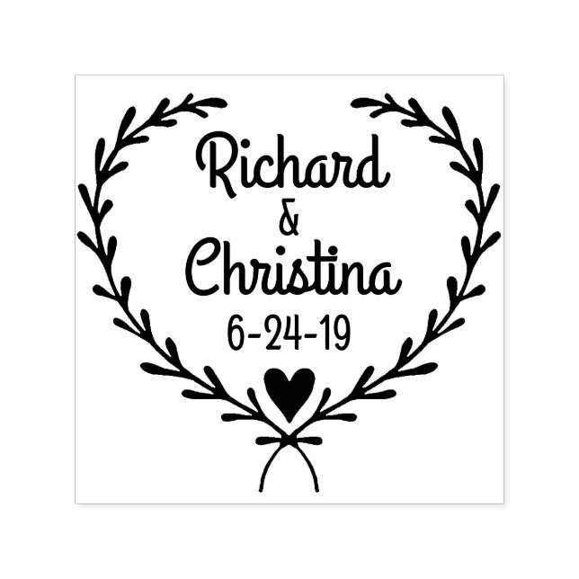 Simple Laurel Heart Custom Stamp (Design)