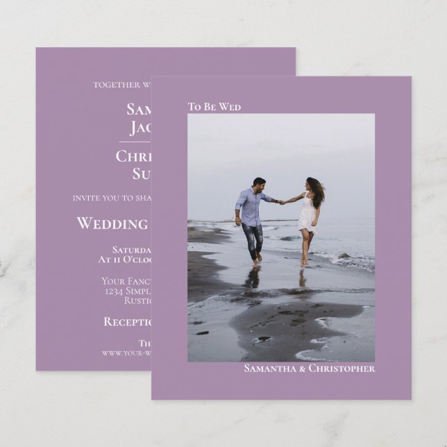 Simple Lavender BUDGET Wedding Photo Invitation (Front/Back)