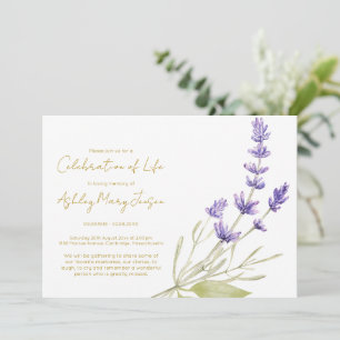 Simple Lavender Celebration of Life Funeral Invitation
