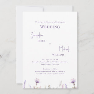 Simple Lavender Floral Wedding II Invitation