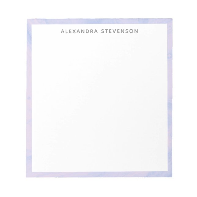 Simple Lavender Marble Border Personalized Name Notepad (Front)