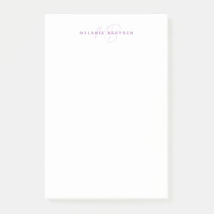 Simple Lavender Minimalist Two Monogram Name Post-it Notes