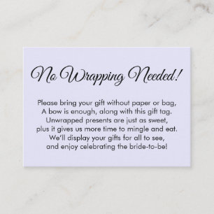 Simple Lavender No Wrapping Needed! Bridal Shower Enclosure Card