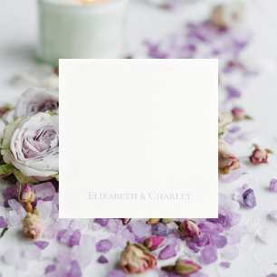 Simple Lavender Personalized Wedding Cocktail Napkin