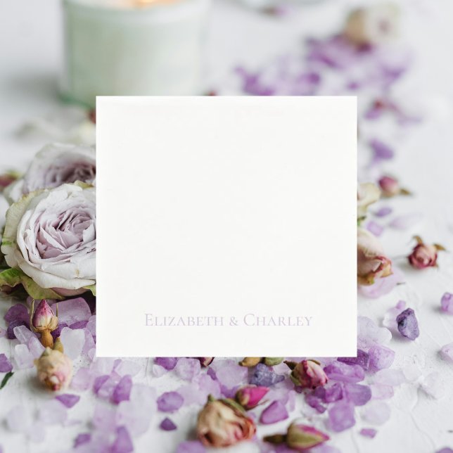 Simple Lavender Personalized Wedding Cocktail Napkin (Creator Uploaded)