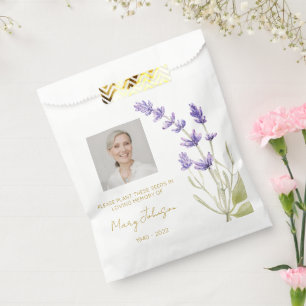 Simple Lavender Photo Funeral Seed Favour Bag
