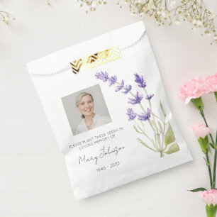 Simple Lavender Photo Funeral Seed Favour Bag