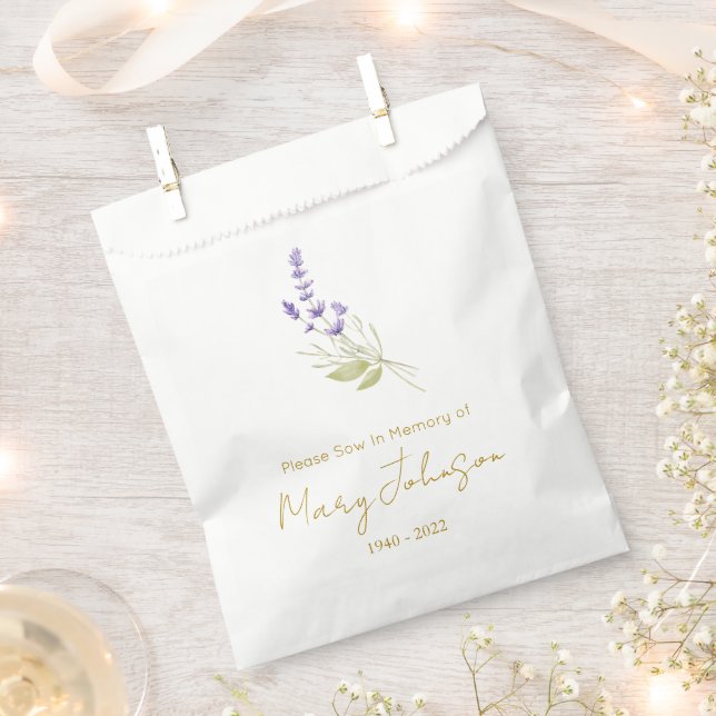 Simple Lavender Seed packet Funeral  Favour Bag (Clipped)