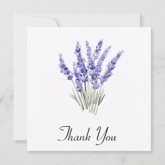 Simple Lavender Sprigs Flowers Watercolor  Thank You Card