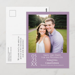 Simple Lavender Wedding Save the Date Photo Postcard