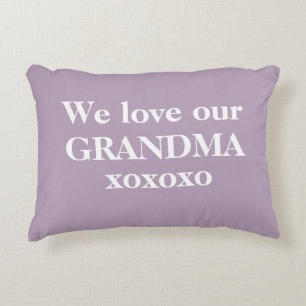 Simple Lavender & White 'We love our Grandma' Accent Pillow