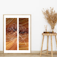 Simple Leaf Line Art Outline Rich Wood Background