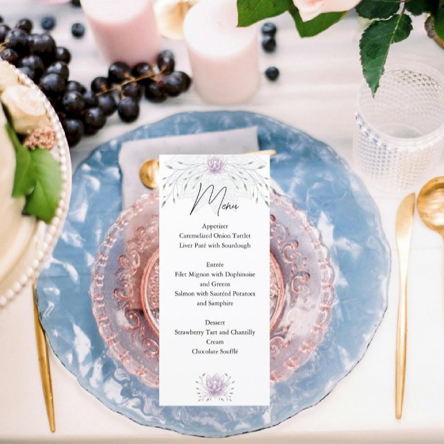 Simple Leaf & Pink Lotus with Mandala Wedding Menu (Creator Uploaded)