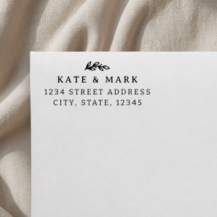 Simple Leaf Wedding Return Address Rubber Stamp