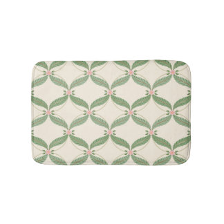 Simple Leaves Flowers Grid Pattern Bath Mat