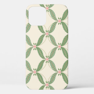 Simple Leaves Flowers Grid Pattern iPhone 12 Case