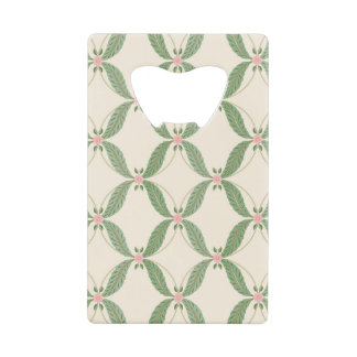 Simple Leaves Flowers Grid Pattern Credit Card Bottle Opener