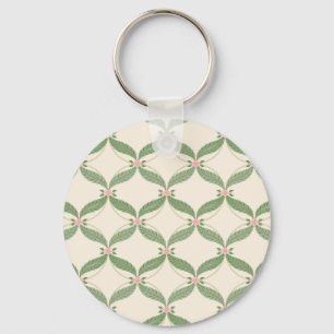 Simple Leaves Flowers Grid Pattern Keychain