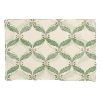 Simple Leaves Flowers Grid Pattern Pillowcase