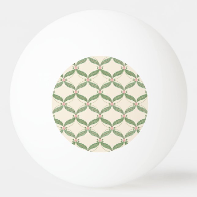 Simple Leaves Flowers Grid Pattern Ping Pong Ball (Front)