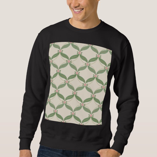 Simple Leaves Flowers Grid Pattern Sweatshirt (Front)