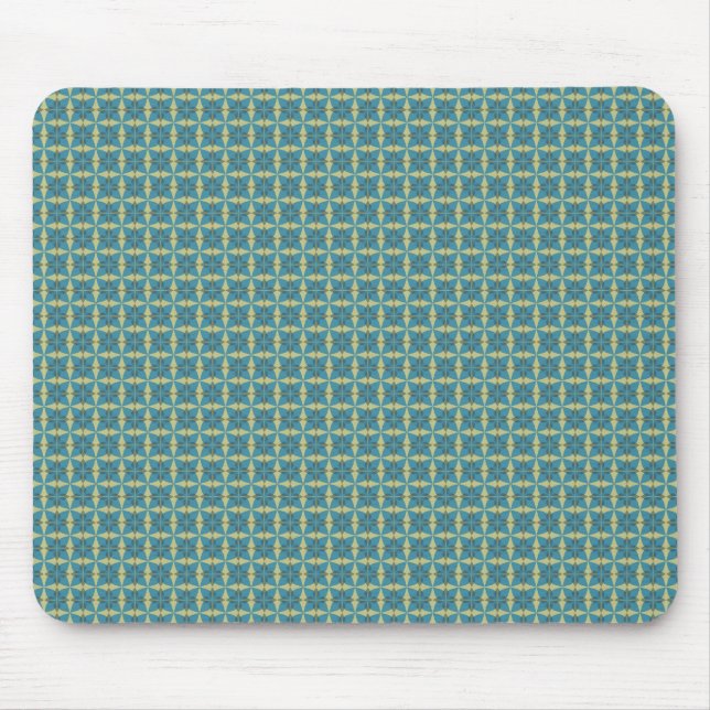 Simple leaves pattern in blue mouse pad (Front)