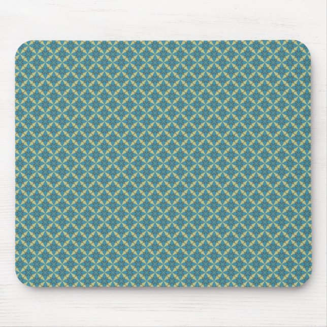 Simple leaves pattern in blue mouse pad (Front)