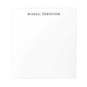 Simple Legible Name Elegant Minimalist Black White Notepad
