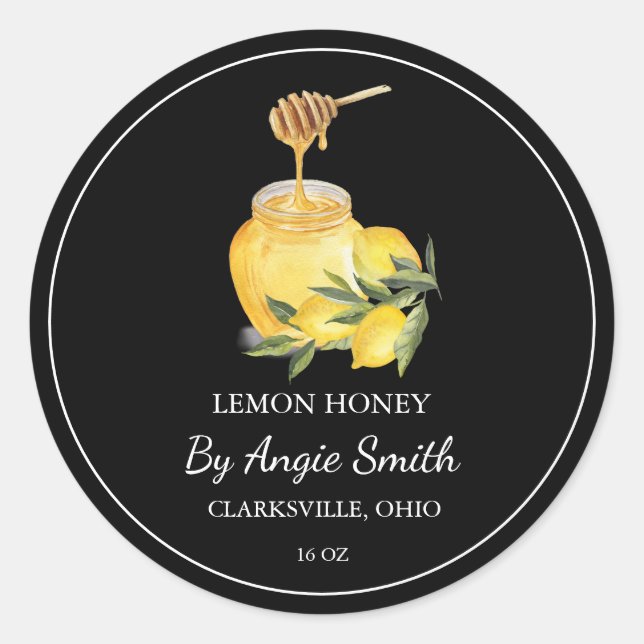 Simple Lemon Infused Honey Label (Front)