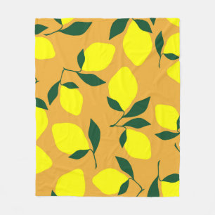 Simple lemon pattern, orange background. fleece blanket