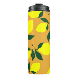 Simple lemon pattern, orange background. thermal tumbler