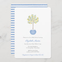 Simple Lemon Tree Blue Yellow Boy Baby Shower