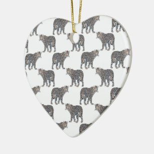 Simple Leopard Animal White Pattern Ceramic Ornament