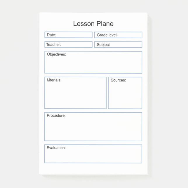 simple Lesson plan for teachers Post-it Notes (Front)