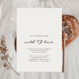 Simple Let's Shower Them With Love Couple Shower Invitation
