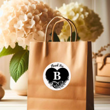 Simple Letter B Heart Foliage Wedding Thank You