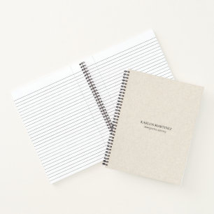Simple Light Beige Linen Black Typography Notebook