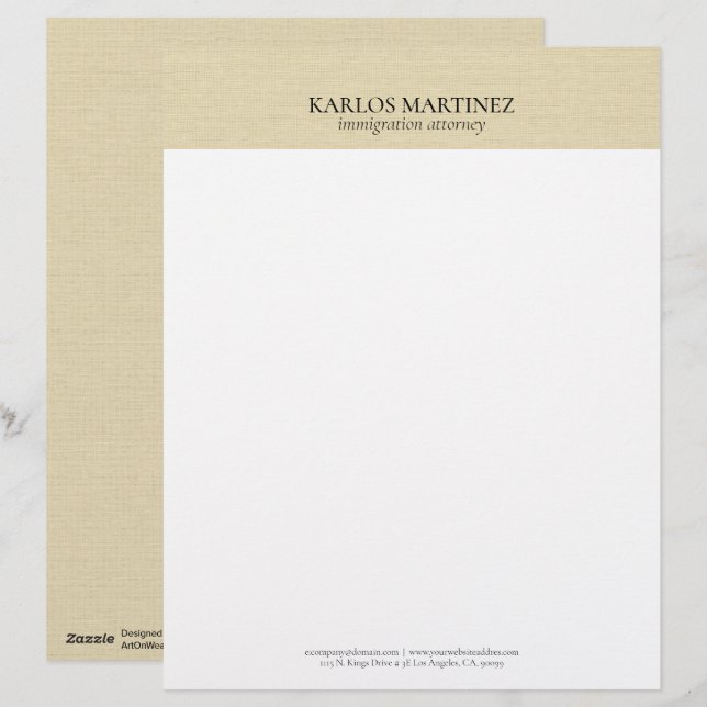 Simple Light Beige Linen Bray Typography Letterhead (Front/Back)