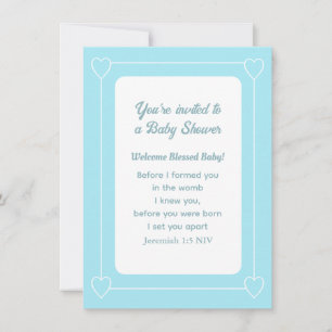 Simple Light Blue and White Baby Invitation