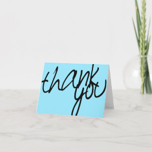 Simple Light Blue & Black Handwritten Thank You Card