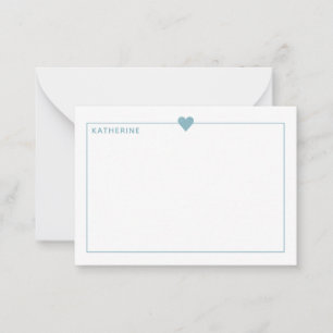 Simple Light Blue Heart Border Personalized Card