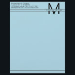 Simple Light Blue Minimalist Monogram Letterhead<br><div class="desc">A clean minimalist,  customizable monogram Letterhead design. A perfect choice for any industry.</div>