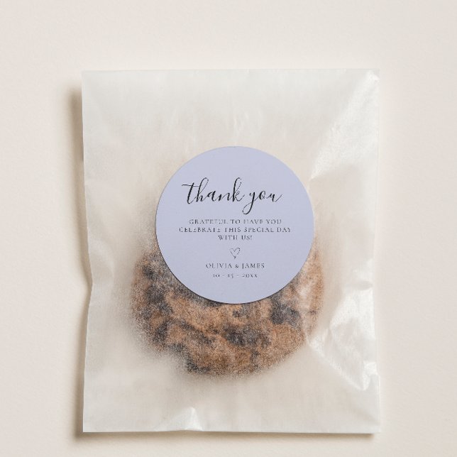 Simple Light Blue Minimalist Wedding Thank You Classic Round Sticker (Simple Light Blue Minimalist Wedding Thank You Classic Round Sticker)