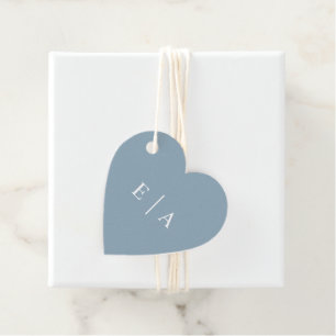 Simple Light Blue Monogram Initials Heart Favour Tags