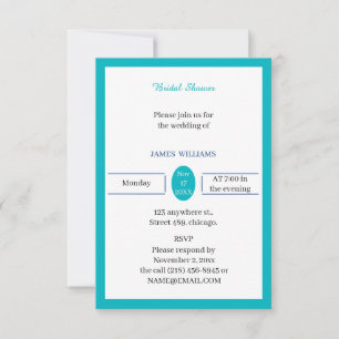 Simple Light Blue Personalized Bridal Shower Invitation