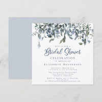 Simple Light Blue Watercolor Floral Bridal Shower