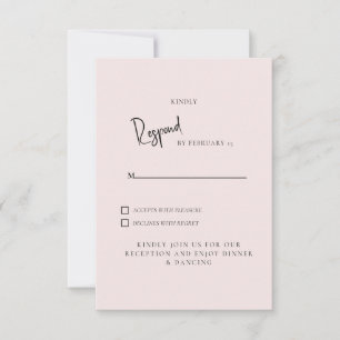 Simple Light Blush Wedding RSVP Card