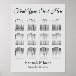 Simple Light Cream Wedding Reception Seating Chart