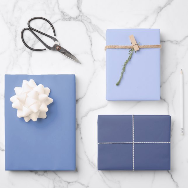 Simple Light Dark Periwinkle Blue Violet Shades Wrapping Paper Sheet (Front)
